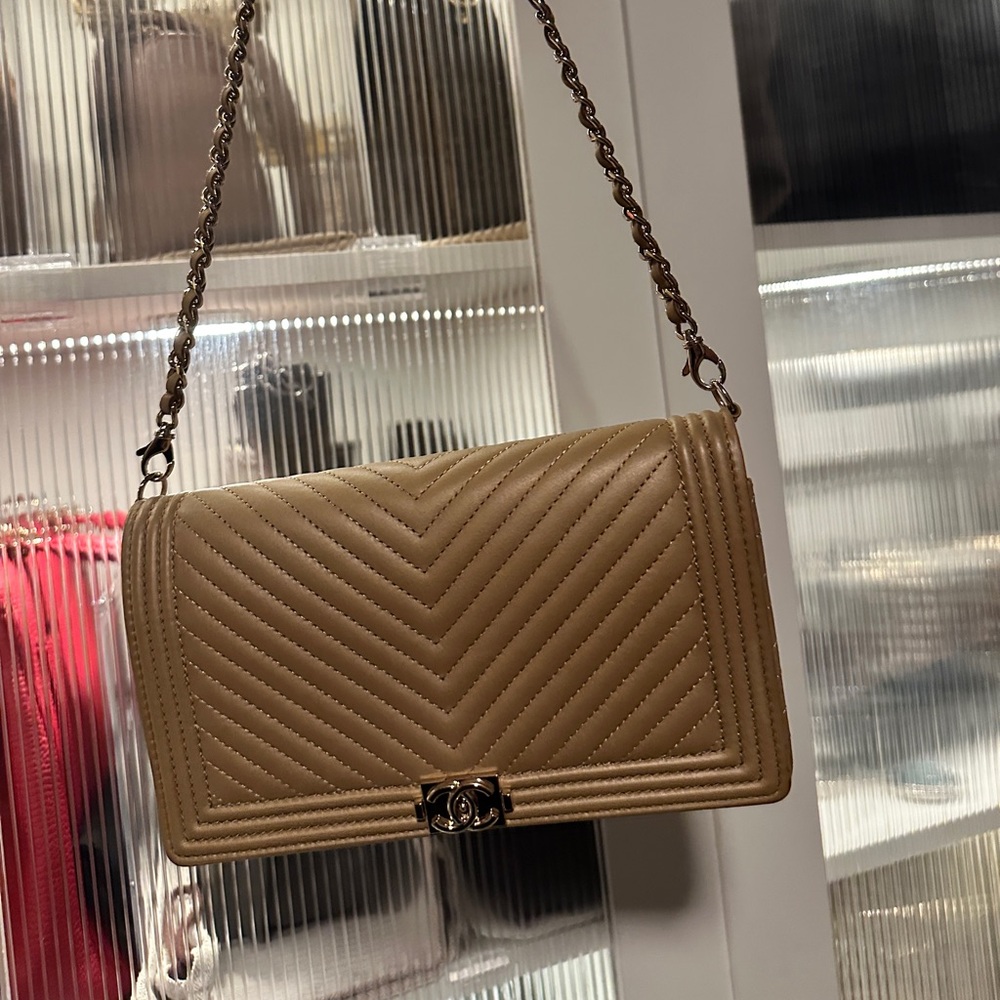 Chanel Tan Lambskin Bag with Shoulder Strap